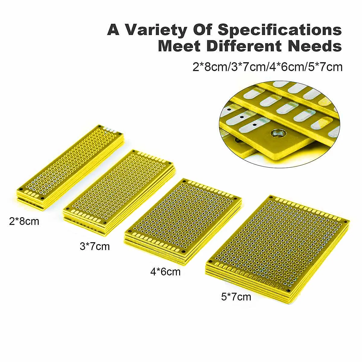 20pcs PCB 프로토 타입 보드 회로 Protoboard 범용 스트립 보드 프로토 타이핑 Veroboard 2X8 3X7 4X6 5X7 5Pcs 각 혼합 노란색