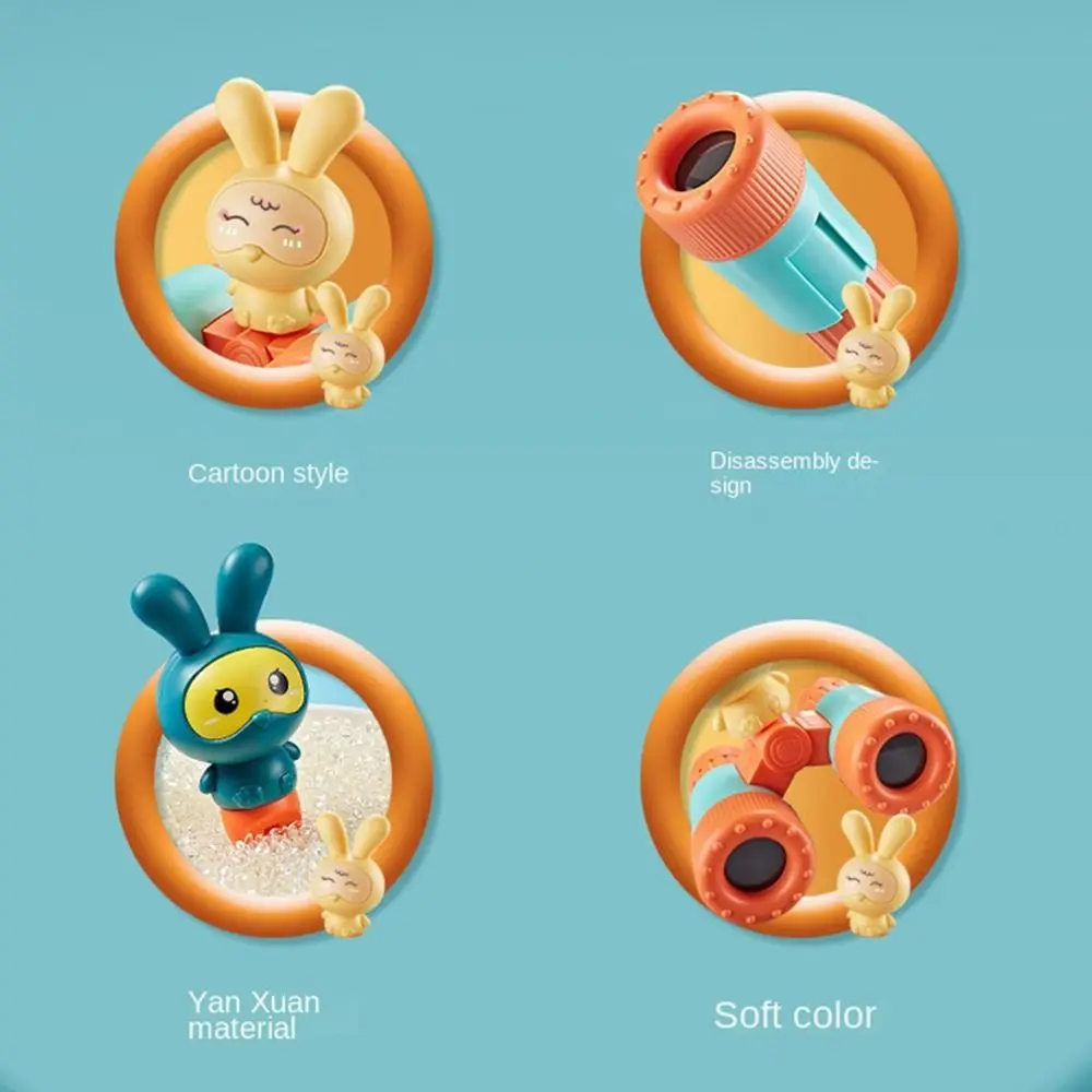 Removable Children Binocular Telescopes with A Whistle Science Exploration Rabbit Telescopes Plastic Cartoon Children Telescope
