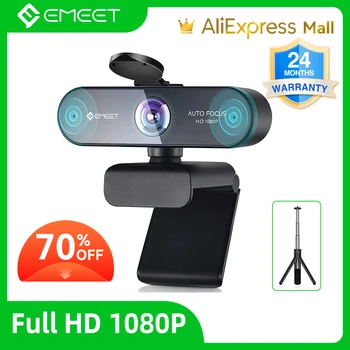 Webcam 1080P Autofocus Streaming Web Camera emet Nova Computer Webcam USB con microfono per PC/Desktop/Laptop