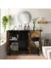SIHANM Sideboard Buffet Cabinet with Storage - 3 Doors Black Storage Cabinet with Drawers Freestanding Accent Cabinet wi 5