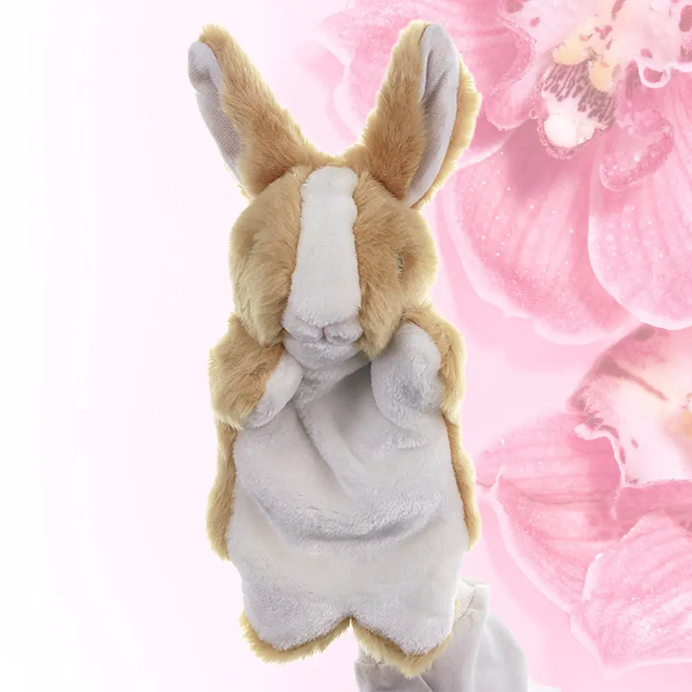1Pcs 손 인형 동물 디자인 토끼 갈색 어린이 스토리텔링 역할 놀이 액세서리 파티 호의 선물 상상력 넘치는 대화형 놀이