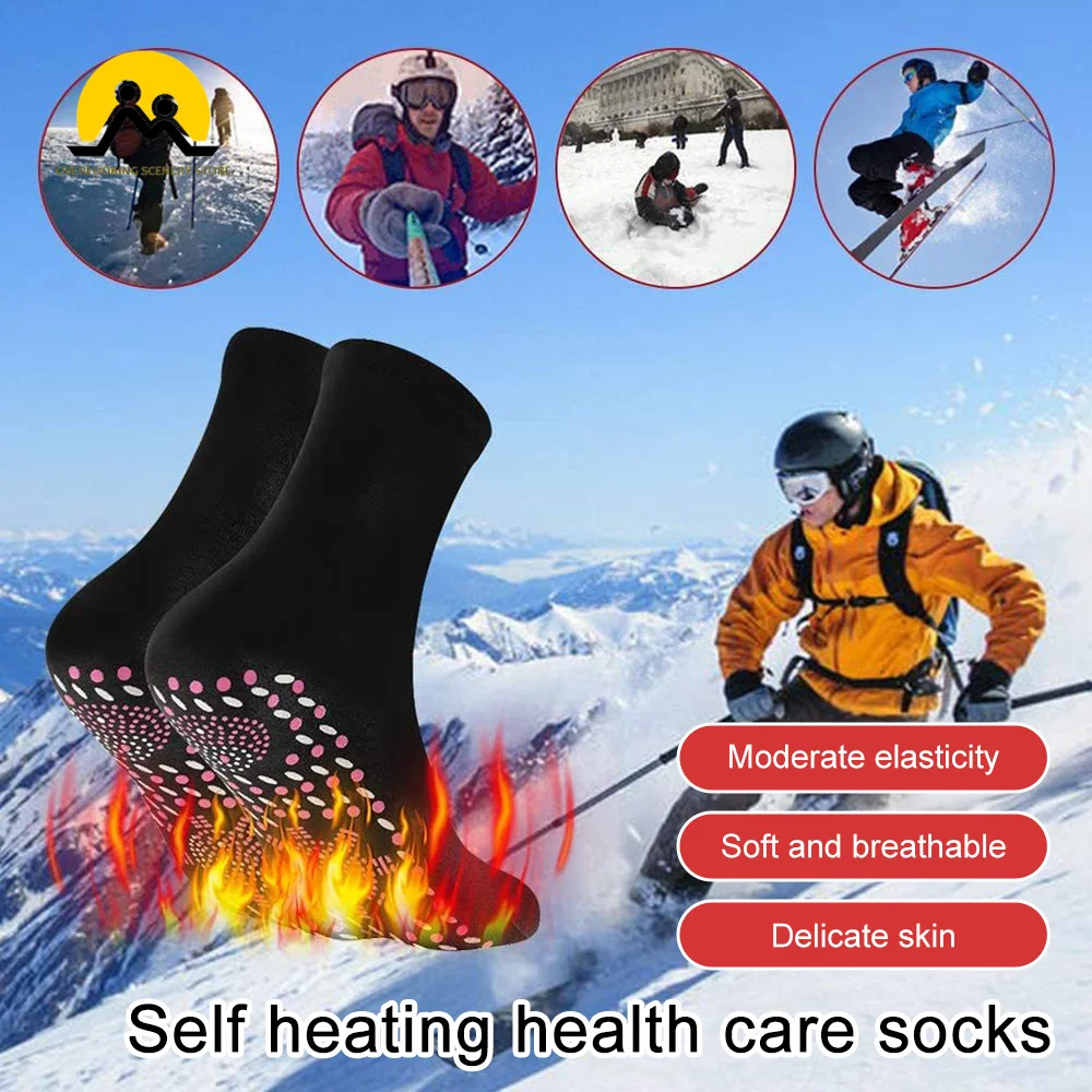 Heated Socks Thermal Socks Mens Socks Women Hiking Socks Self Heating Socks For Men Women Foot Massage Magnetic Therapy Non-slip Dots Relieve Tired Winter Warm Equipment