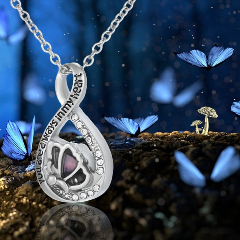 Ashes Urn Necklace Infinity With Butterfly For Women Keepsake Ashes Holder Cremation Jewelry For Pet The Love Cat Dog