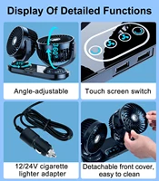 Ventilateur de voiture portable à double tête Eary 12V 24V 3 vitesses, ventilateur de refroidissement automatique 270 °   Support de ventilateur rotatif pour véhicule, pour la circulation de l'air sur le tableau de bord 2