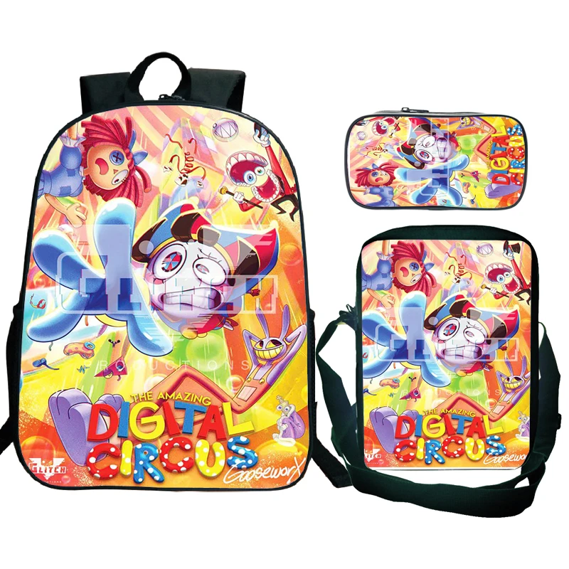 

The Amazing Digital Circu Mochila for Girls Boys Kids Travel Rucksack Cute Cartoon Pomni Jax Clown Shoulder Bag for Teenager