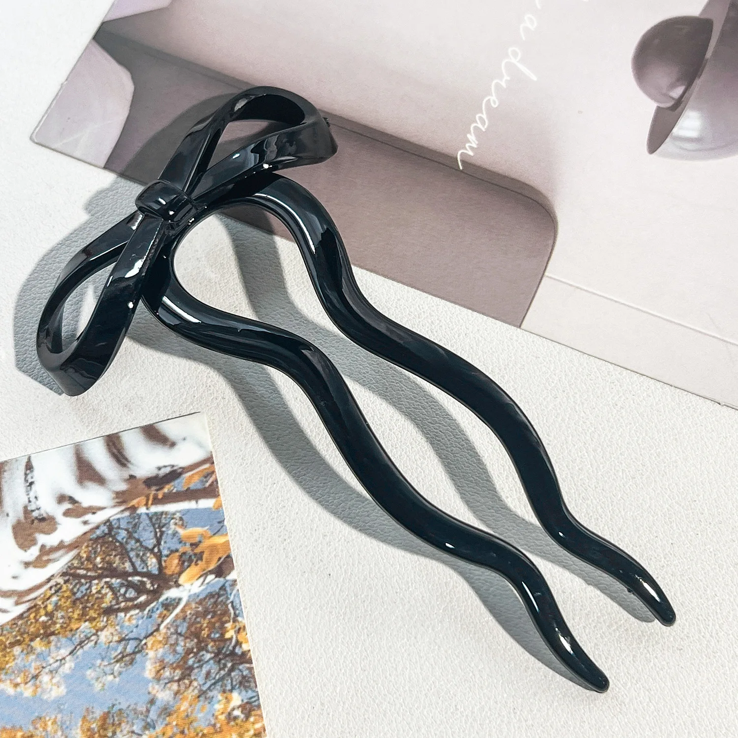 U-Shaped Bow Hair Stick Acrylic Hairpin for Women Fashion Hair Clip Comb Bun Sweet Headwear Hairstyle Girls Hair Accessories