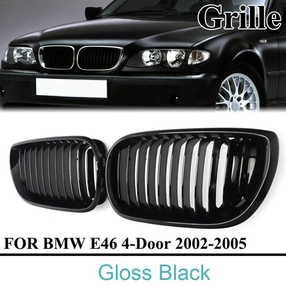 

1Pair Gloss Black Front Kidney Grilles Grill For BMW 3-Series E46 Sedan 2001-2005 Facelift For Touring 2001-2006 Facelift