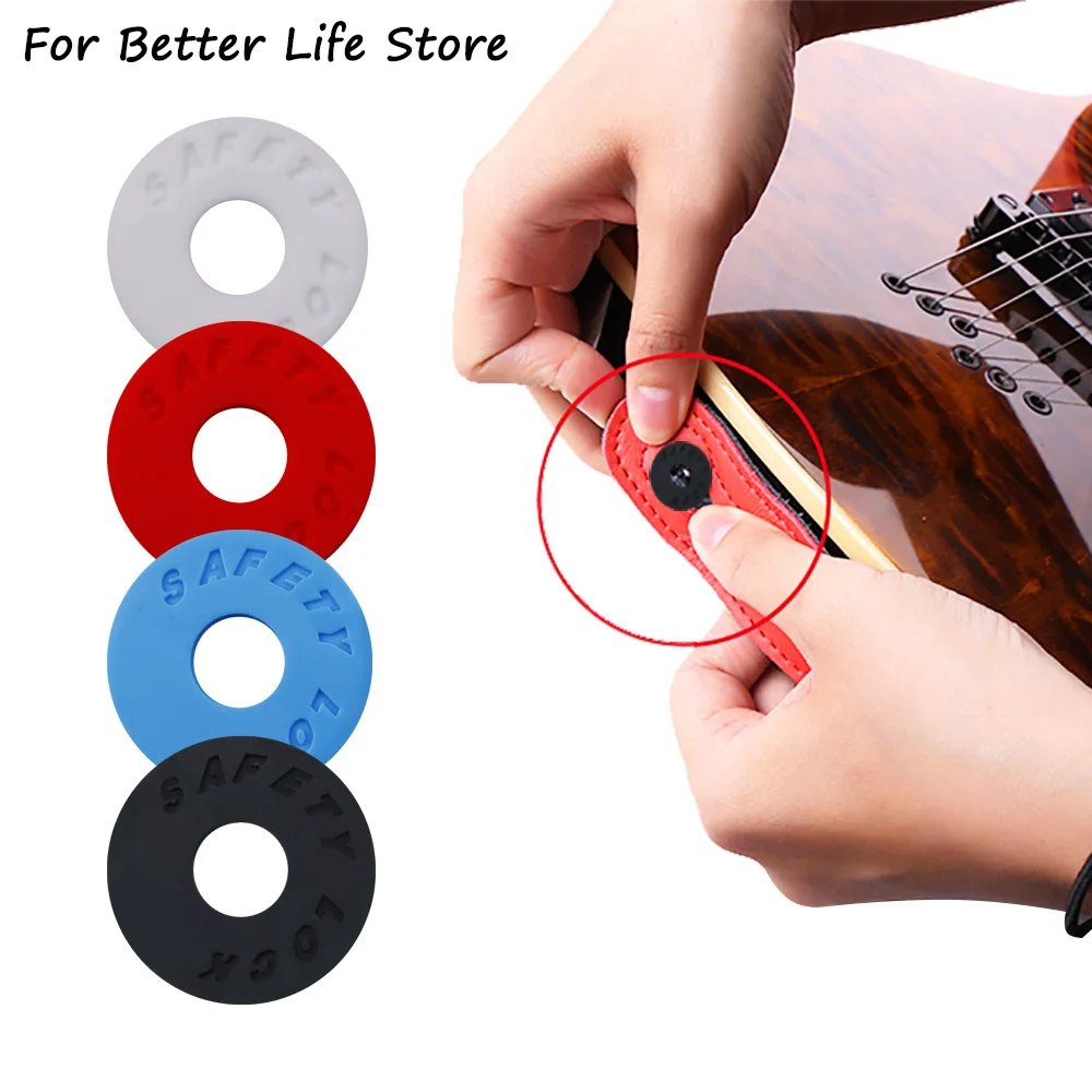 12 Pieces Guitar Strap Locks Silicone Strap Locks Rubber Guitar Strap  Blocks Guitar Protector (Black)