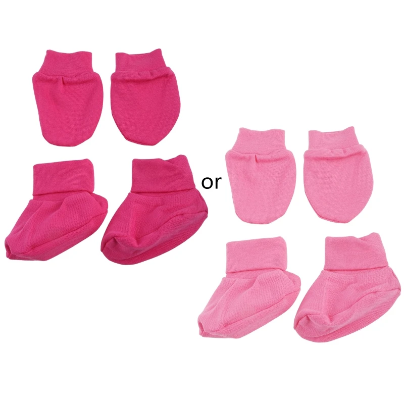 

Baby Soft Cotton Gloves Foot Covers Set Anti Scratching Mittens Socks Face for PROTECTION Gloves Sox Kit for Newborn Inf