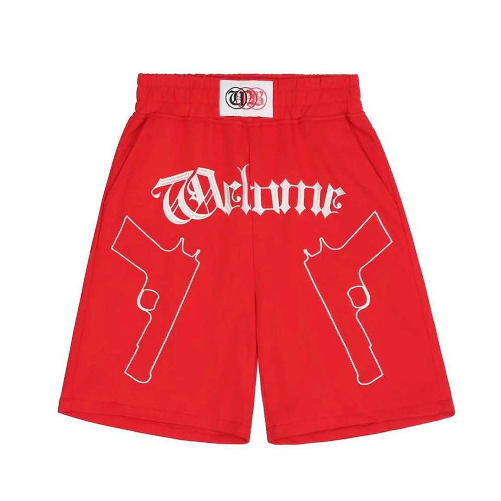 American Hip-hop Street Embroidery Casual Sports Shorts All-match Men's Summer Loose Y2K Thin Straight Casual Five-point Pants