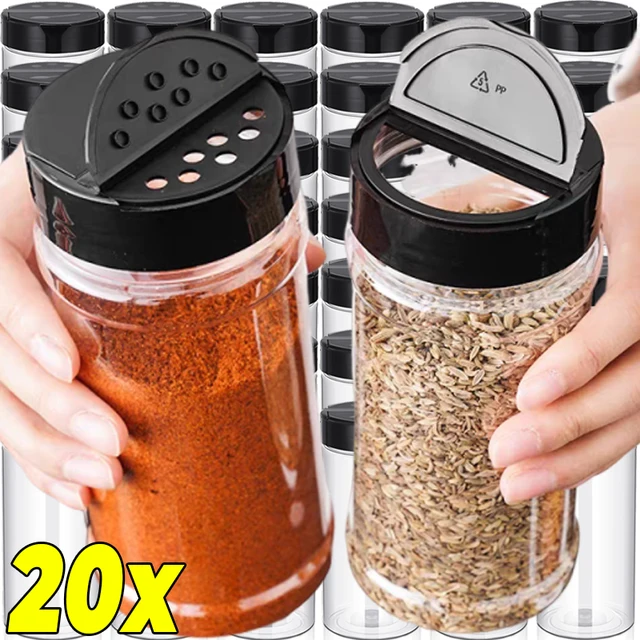 20-1PC Transparent Seasoning Jars Salt Pepper Shaker Bottles Spice Condiment Storage Box Powder Storage Container Kitchen Tools 1