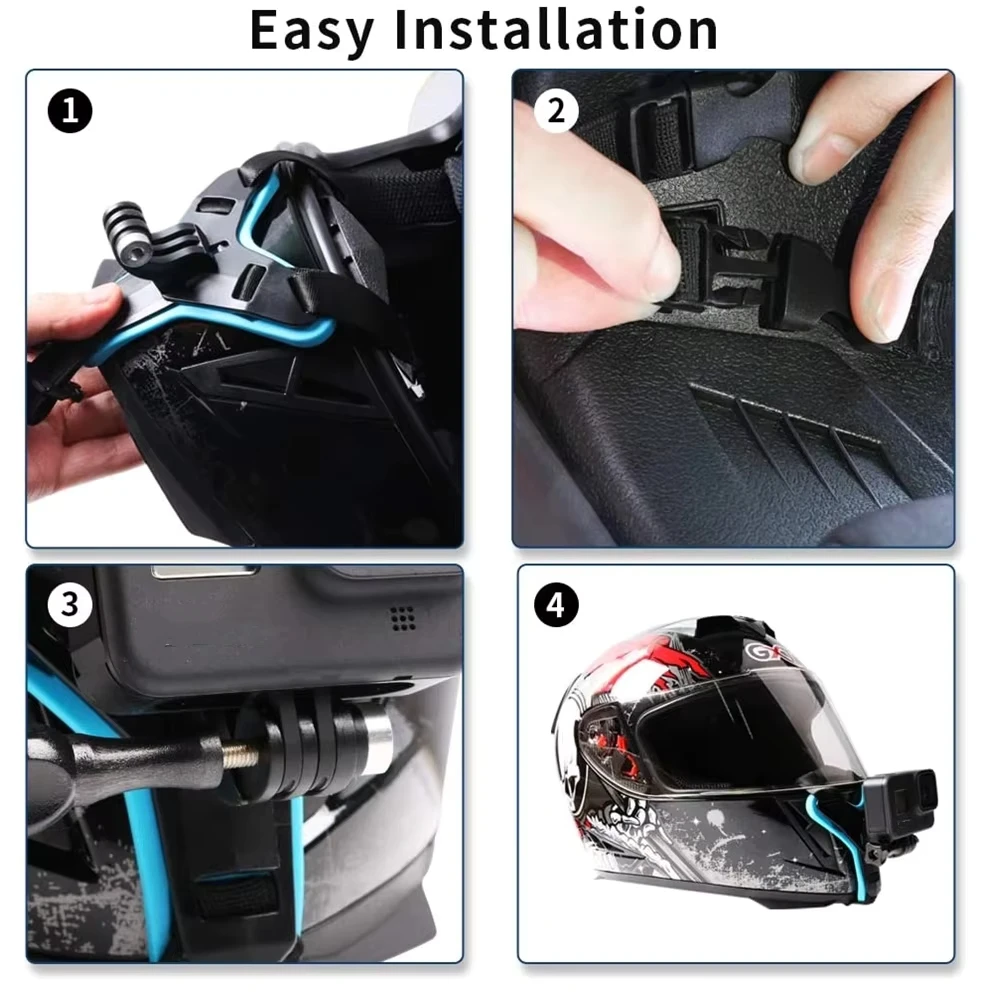 Support menton casque moto GoPro Hero 11 10 9 8 7 SJCAM - Sangle montage mentonnière