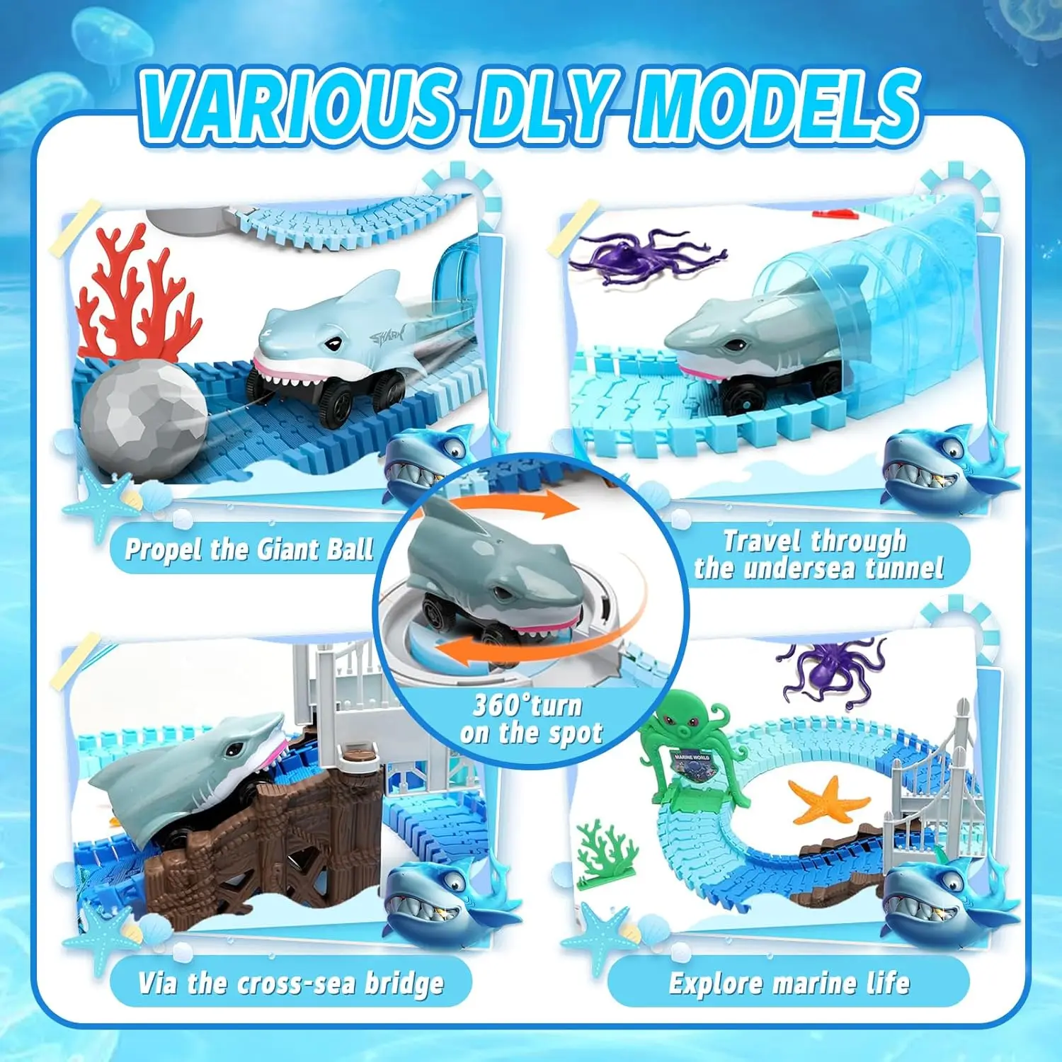 Board Game Toy Children's Electric Shark Rail Car Puzzle