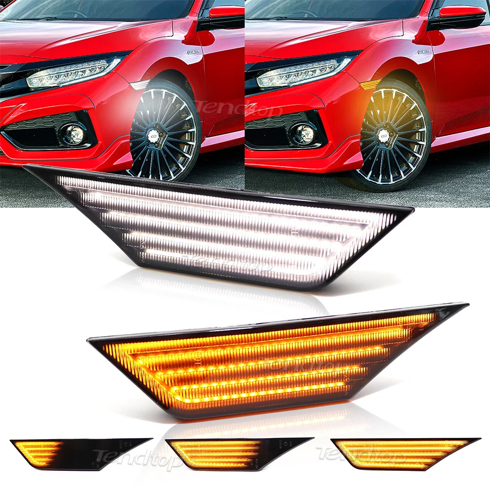 

Dynamic Amber+DRL White Side Marker Turn Signal Lights Indicator Repeater Lamp For Honda Civic 10th Gen Sedan/Coupe/Hatchback