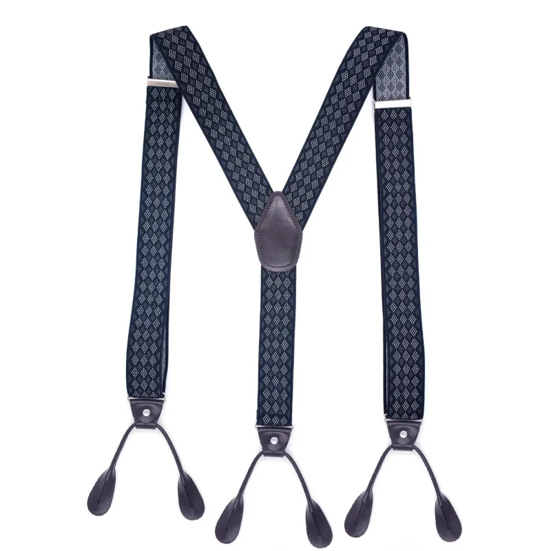 3.5 X 120cm Button Suspenders Men Braces Dark Brown Leather Vintage Pants Strap Belt for Trouser Jockstrap Hombre Suspensorios