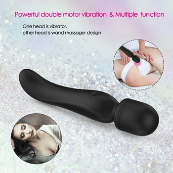 Powerful USB Charge Magic Wand AV Vibrator Massager Sex Toy for Women Clitoris Stimulator Tongue Licking Clit Nipple Vibrator 2
