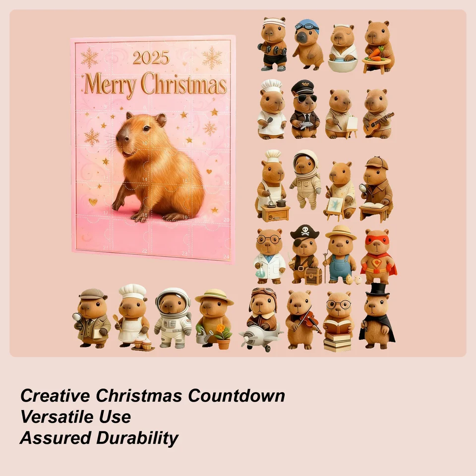 Calendrier De L'Avent Capybara 2025 - 24 Pendentifs En Acrylique, Dimensions 26x18 Cm, Compte à Rebours De Noël Interactif
