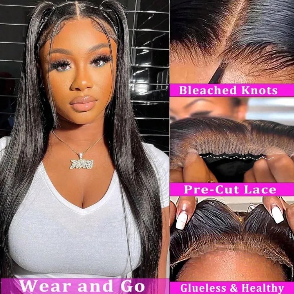 34 Inch 200% Density 13x4 Transparent Bone Straight 13x6 Lace Front Human Hair Wigs Brazilian Frontal Wigs for Women 5x5