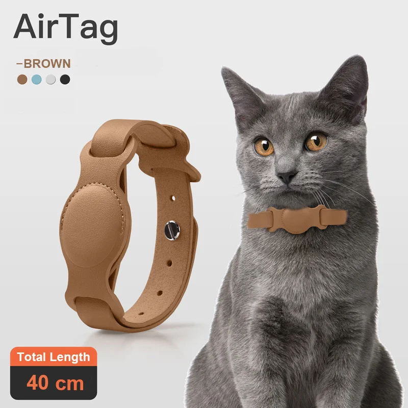 Collar ajustable de cuero para mascotas, rastreador de ubicación para Apple  Airtag, perro, gato, antipérdida, funda AirTag, Collar de ubicación -  AliExpress