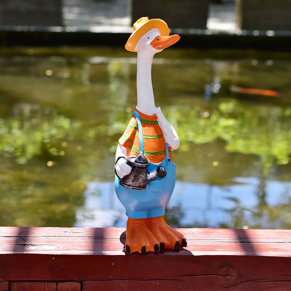 

Vivid Duck Statue Resin Duck Adornment Desktop Animal Figurine Duck Statue Decor