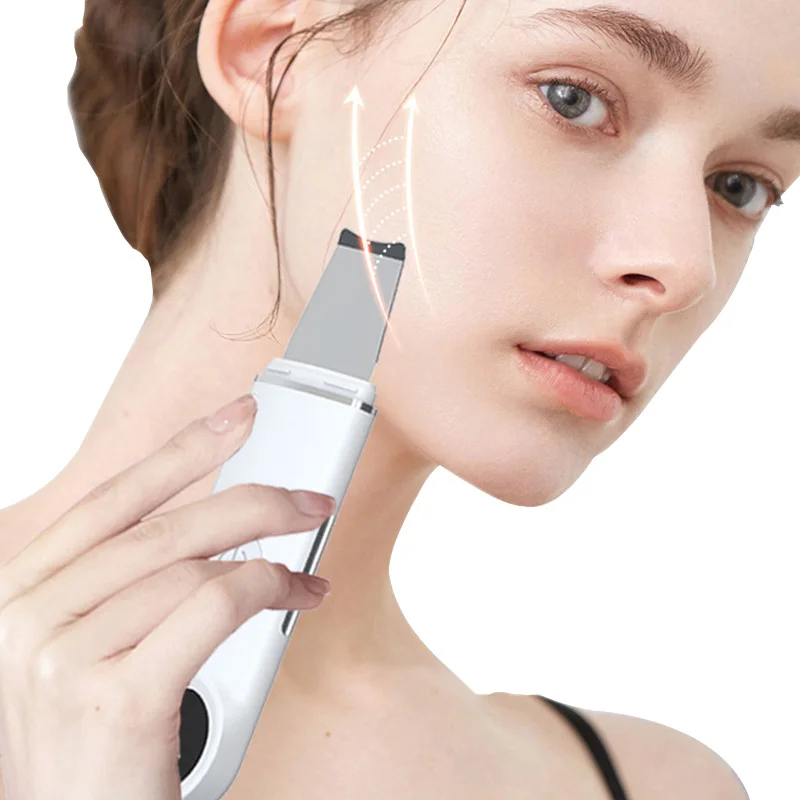 Home Use Beauty Equipment Sonic Peeler Facial Lifting Ion Skin Scrubber Ultrasonic Face Spatula Silicone Skin Scrubber Device