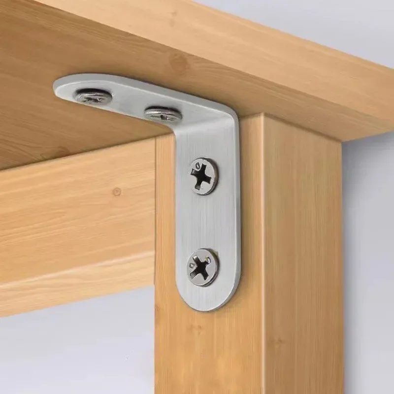 Stainless Steel Angle Bracket Furniture Cabinet Fastener Corner Brace Shelf Support with Screw