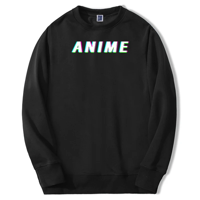 

2024 Autumn Winter Mens Harajuku Warm Vaporwave Sweatshirts Anime Letter Hoodie Fleece Pullovers Men's Fashion Sweatshirt