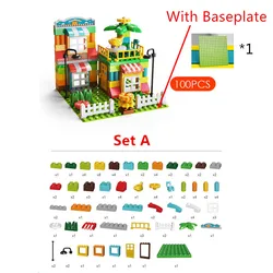 Bulk Large Marble Run Track Building Set with Slide Bricks - Classic Building Blocks Toy Gift (Set A with plate)