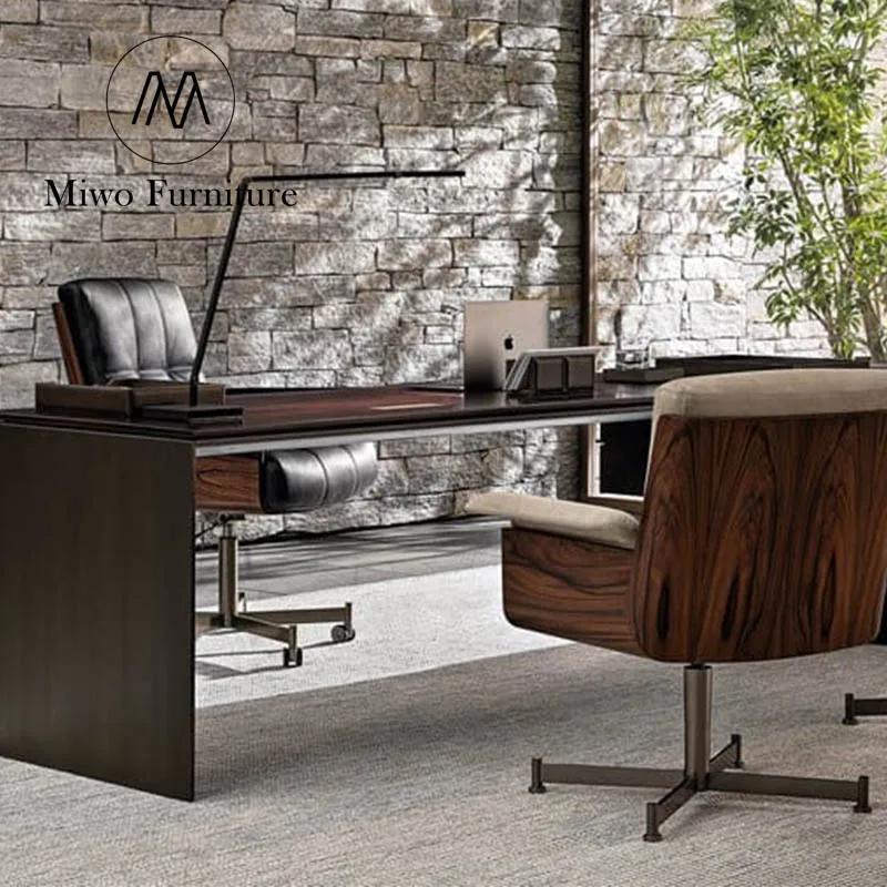 Home Office Desk Chair Modern Design Italian Wooden Work Desk Office Table Furniture Set With Drawer Cabinet Computer