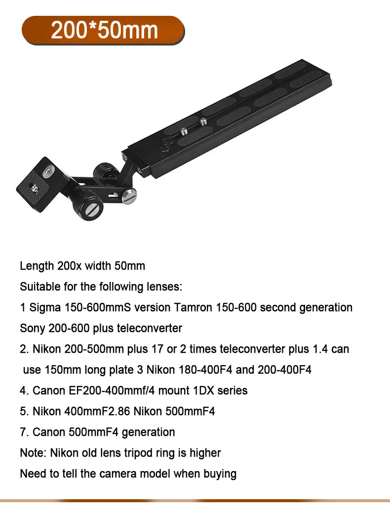 Description Picture 5 of itemCamera Long Plate Professional Camera Telephoto Lens Support Bracket Tripod Fluid Head Mount Adapter For Manfrotto Standard