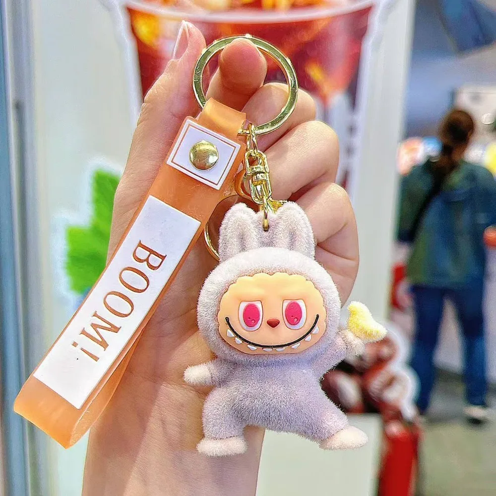 Labubu Flocking Fabric Keychain Pendant Bag Key Chain 1-Pcs