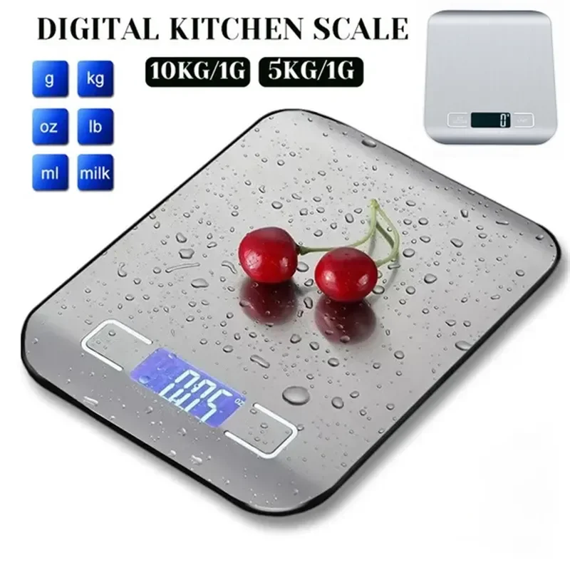Description Picture 2 of item5/10KG LCD Display Digital Kitchen Electronic Scale Stainless Steel Panel USB Charg Precise Small Platform Scale Portable