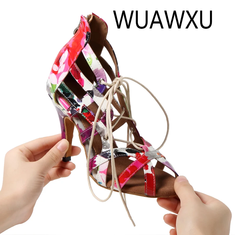 WUAWXU Women's Party Dance Shoes Colorful Walking Show Dance Drill Soft Soled Latin Dance Shoes Women Sasha Dance Shoes Heels 5C