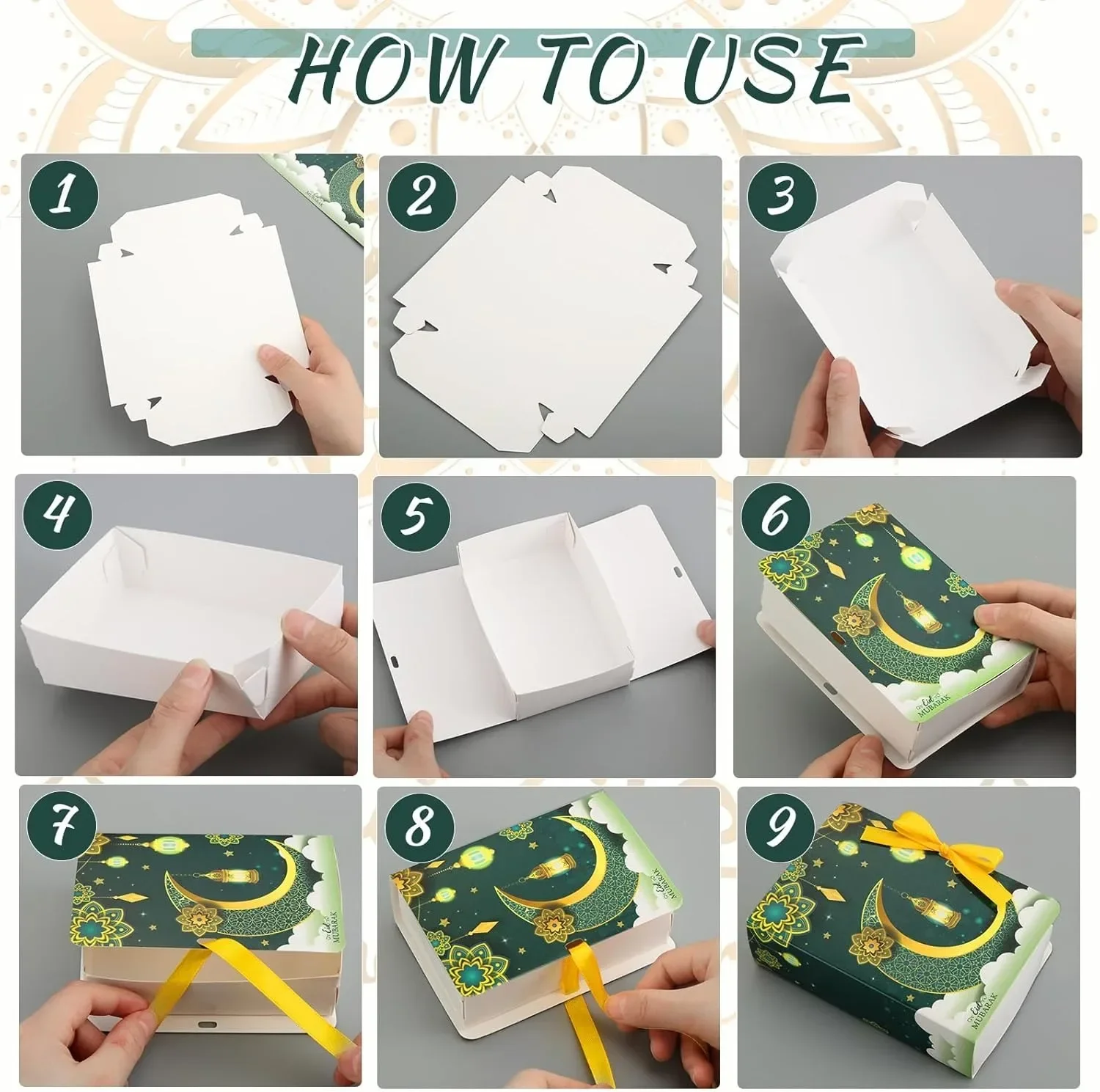 10-100 Pcs 2025 Islamic Muslim DIY Party Gift Boxes Eid Decoration Candy Boxes Ramadan Decorations Party Gifts Candy Boxes