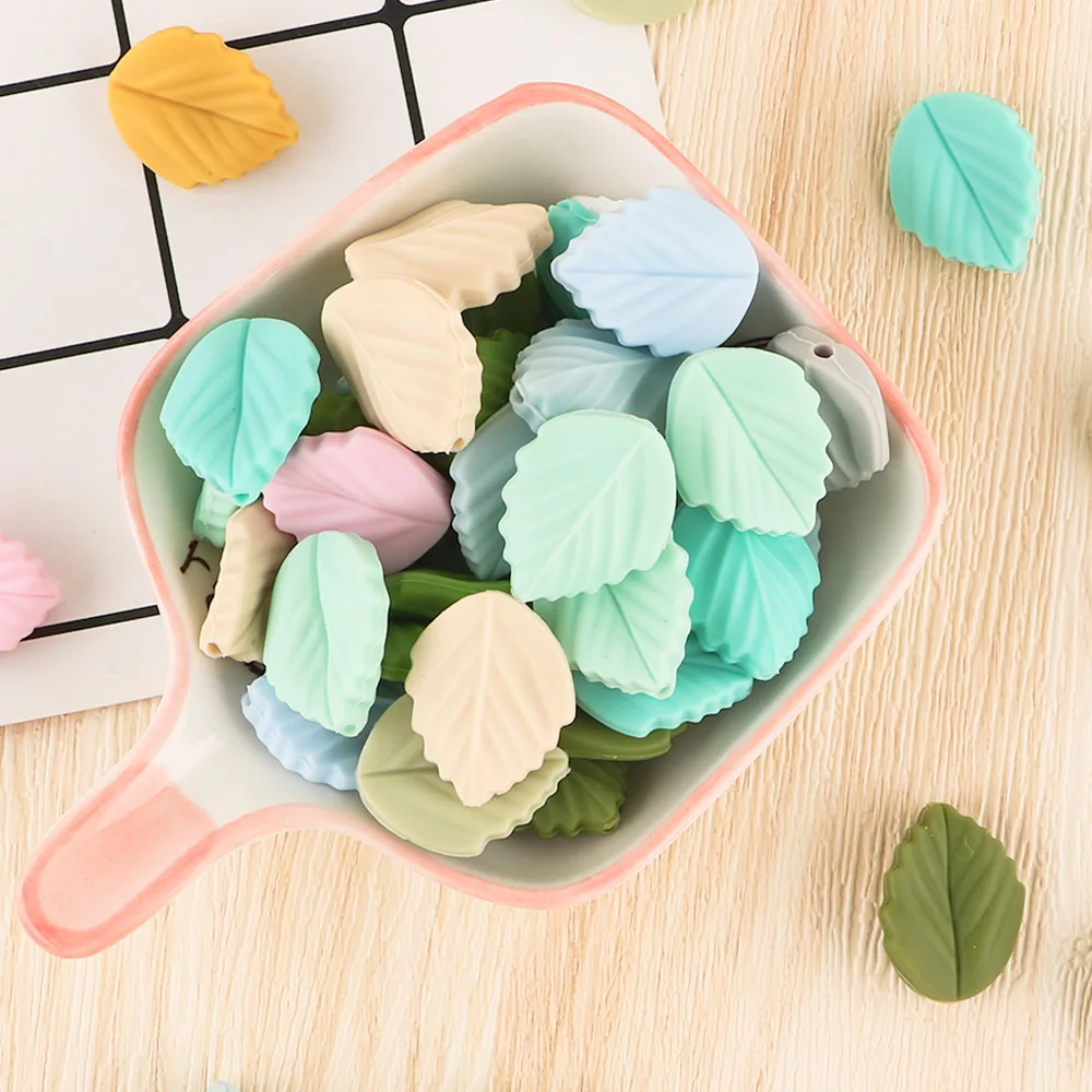 10/20pcs Mini Leaf Silicone Beads Jewelry Making Food Grade DIY Pacifier Chain Necklace Accessories Make Bracelets silicone beads