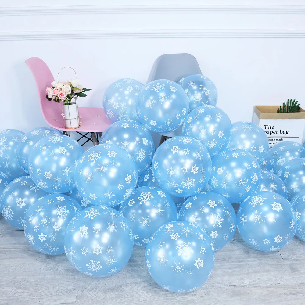 

10/15/20pcs Blue Silver Transparent Snowflake Latex Balloons Ice Snow Princess Party Girl Birthday Party Decor Winter Air Globos