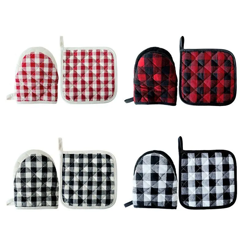 

1 Pcs Kitchen Microwave Oven Anti-scalding Glove Dish Bowl Holder Baking Insulation Hand Clip Fashion Plaid Mitts Potholder Tray