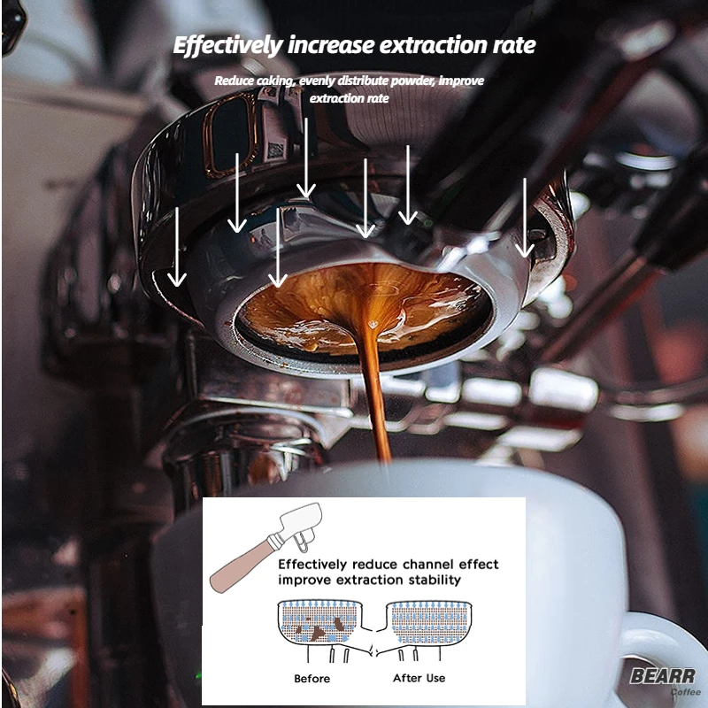 Pressino Calibrato A Molla V5 Per Espresso 51 Mm | Base Ondulata Acciaio Inox, Manico Noce | Per DeLonghi, La Pavoni