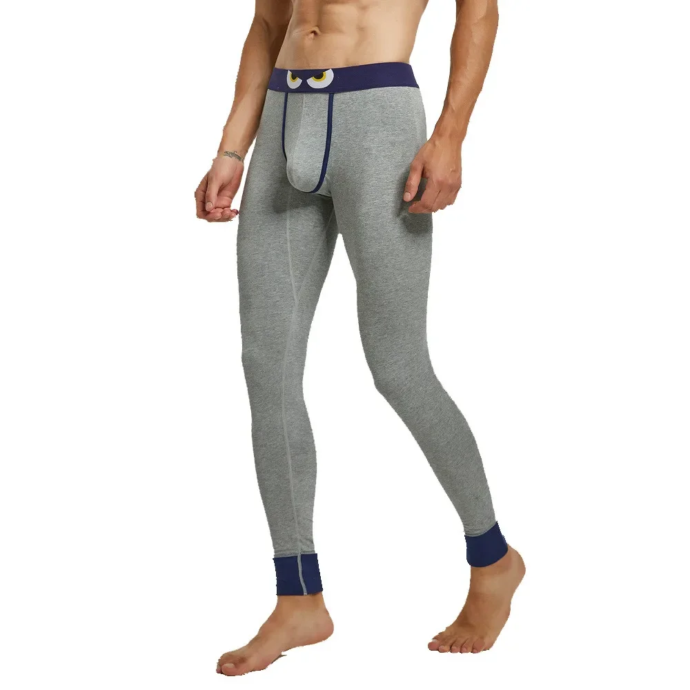 Winter Men's Warm Tight Slim Leggings Thermal Long Johns Underwear Sexy Bulge Pouch Male Long Johns Warm Thermal Sleep Bottoms