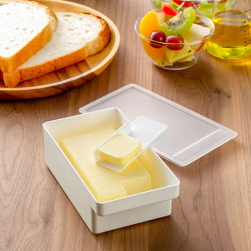 Butter storage box butter dish with cover butter fresh-keeping box with cutter slicer countertop box for refrigerator storage home