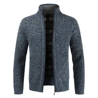 Amazon Cross-border Men's Knitted Sweater Jacket Fleece Lined Loose Fit Casual Youth Cardigan Trendy Pullovers