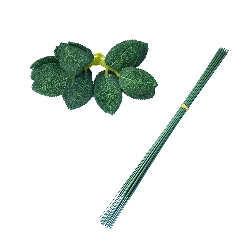 Artificial Flower Stems Rose leaves/base Iron Wire Stem DIY Soap/ Paper Flower Stub Accessory Stems Craft Decor artificial flower