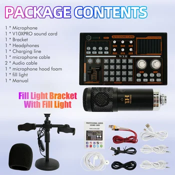 Podcast Mixer Equipment Microphone Bundle Kit,BM-800 Podcast Microphone Set 2025 4