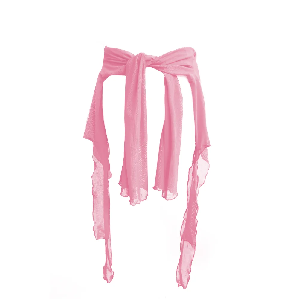 Mesh waistband with pink accents