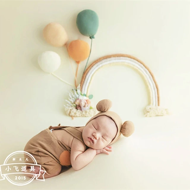 0-3 mesi Baby Photography puntelli abiti cappello palloncino colorato  arcobaleno Set neonato servizio fotografico pagliaccetto