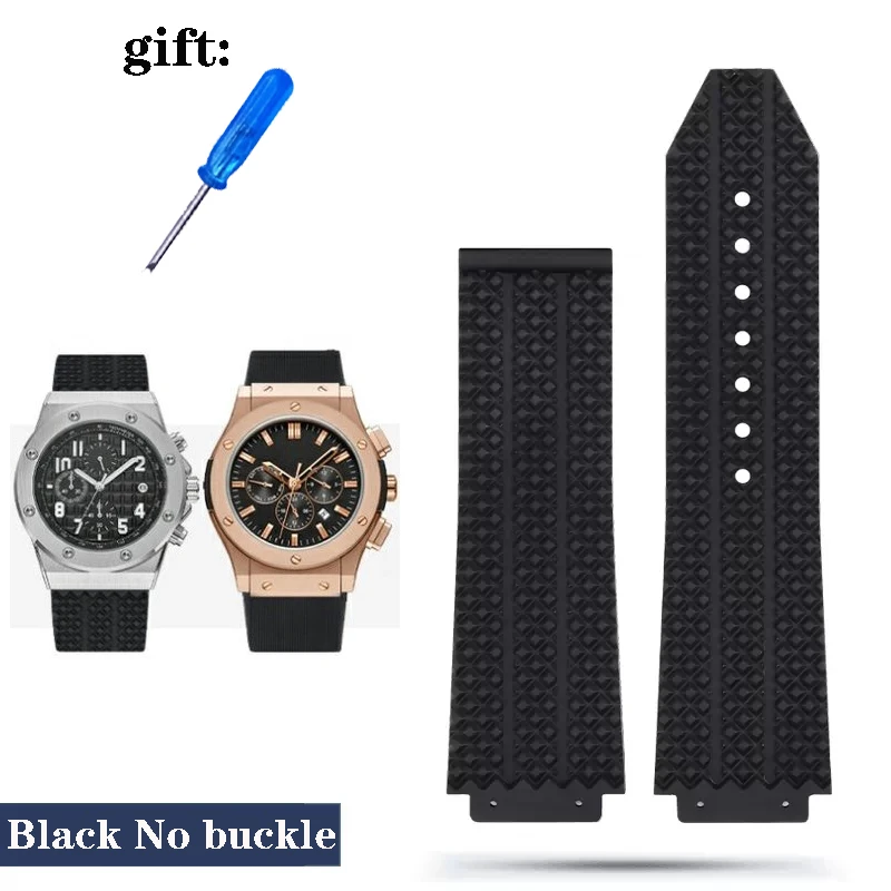 Per Hublot Big Bang Serie Cinturino Morbido Per Bracciale Da Polso Hublot 26Mm * 19Mm Cinturino Impermeabile In Silicone Nero Invia Strumento