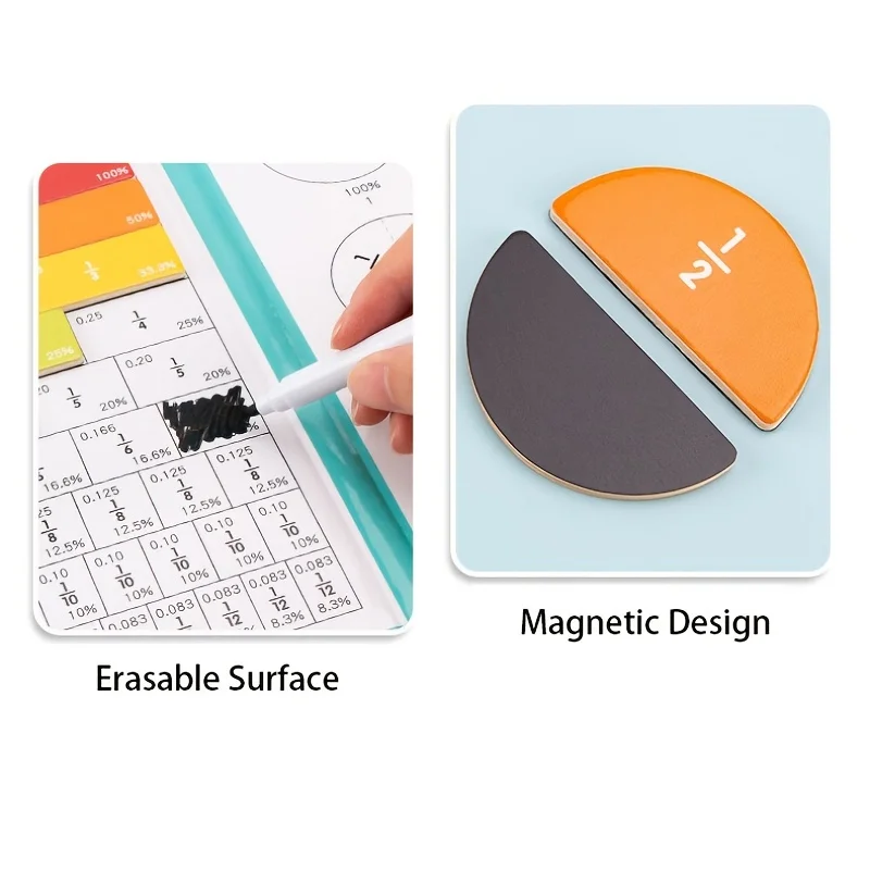 Children Magnetic Fraction Learning Math Toys Wooden Fraction Book Set Parish Teaching Aids Arithmetic Learning Educational Toys 5