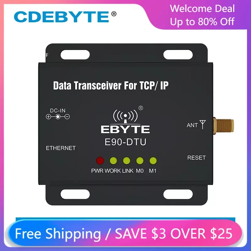 

Ethernet Modbus 433 МГц 1 Вт IoT uhf большой радиус действия 3 км беспроводной трансивер радиочастотный модуль 433 мгц приемник передатчика стандарта (433C30E)