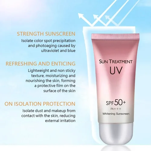 SPF50 + 바디 선스크린 SPF 50 + 화이트닝 페이스 선스크린, 가볍고 얇은 상쾌한 선스크린, 미백 피부 보호 크림 5