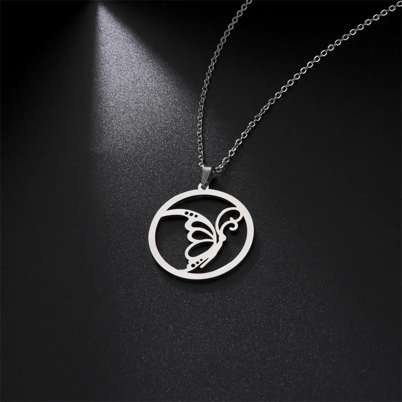 Edelstahl-Schmetterlingsanhänger-Halskette für Frauen, Schlüsselbeinkette, Choker-Halskette, Hochzeit, Beste Freundin Schmuck, Collares Aesthet – Detail 15